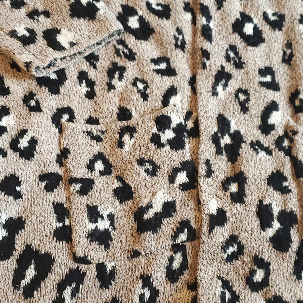 Nine West leopard print long coatigan Size 2x Open Front W Pockets MobWife - Picture 3 of 10